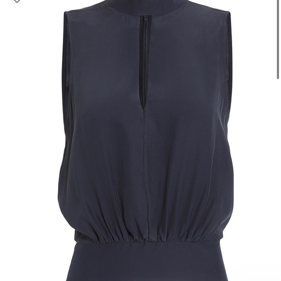 Frame Party Blouse 100% Silk Navy S NWT - Picture 3 of 6